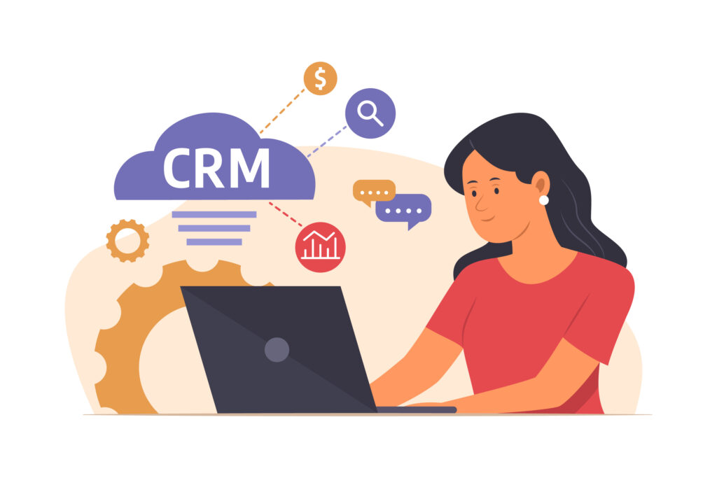 Picture of a woman working on a crm system