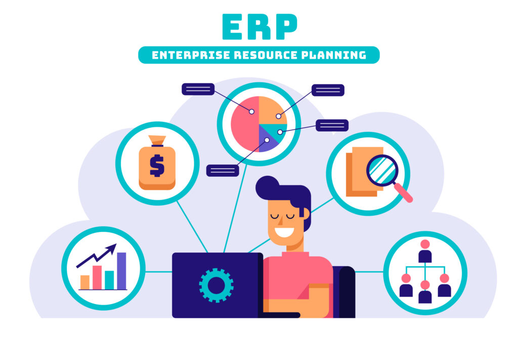 Illustration showing how ERP works in modern businesses